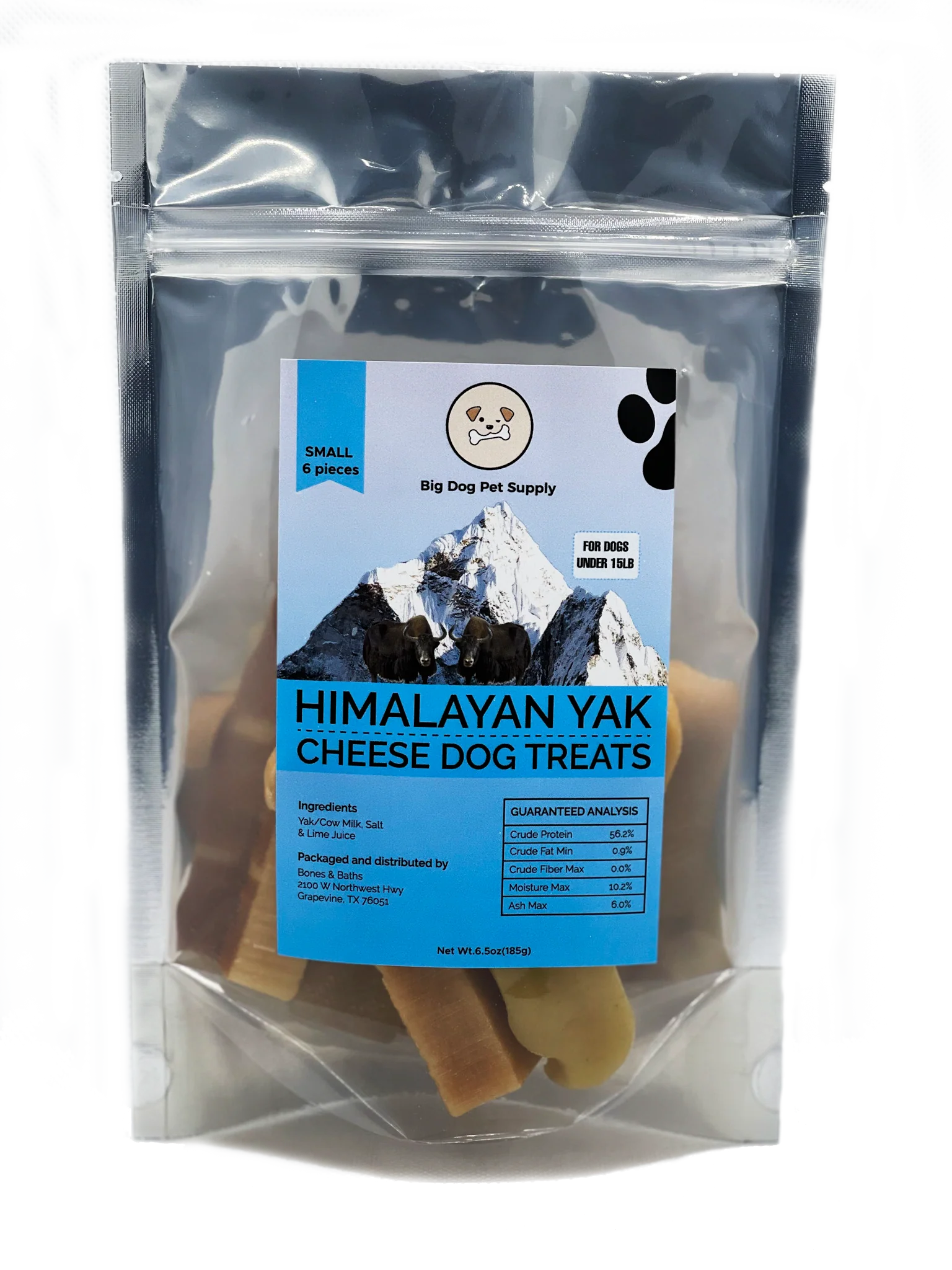 Big Dog Pet Supply Himalayan Yak Cheese Dog Treats-Small by Pieces - Montcarl