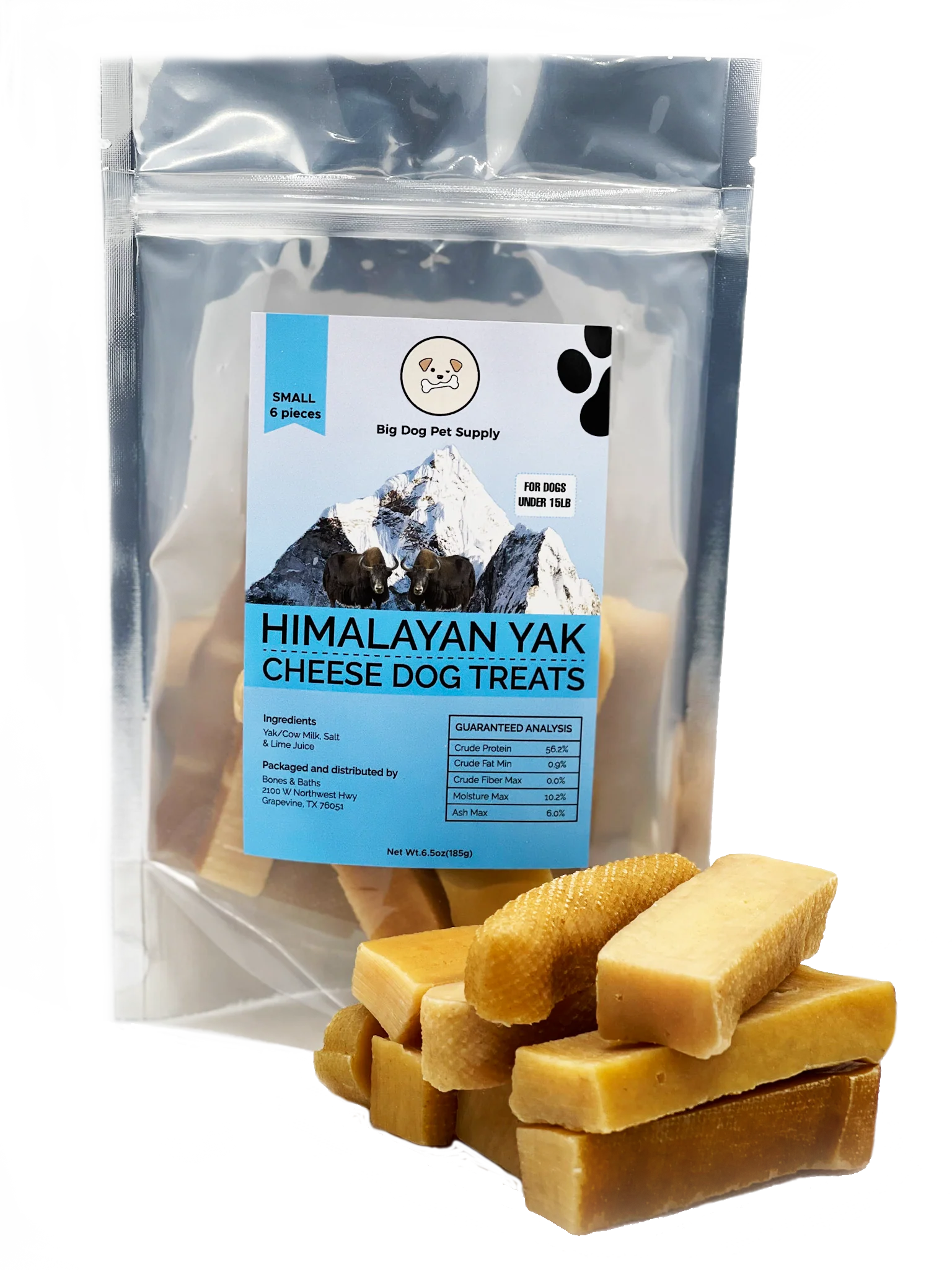 Big Dog Pet Supply Himalayan Yak Cheese Dog Treats-Small by Pieces - Montcarl