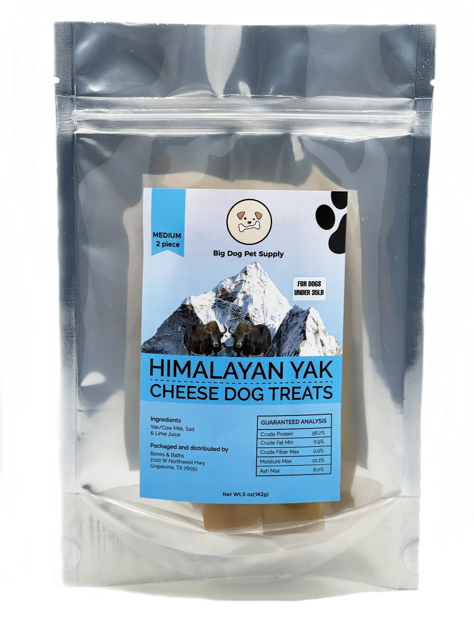 Big Dog Pet Supply Himalayan Yak Cheese Dog Treats-Medium by Pieces - Montcarl
